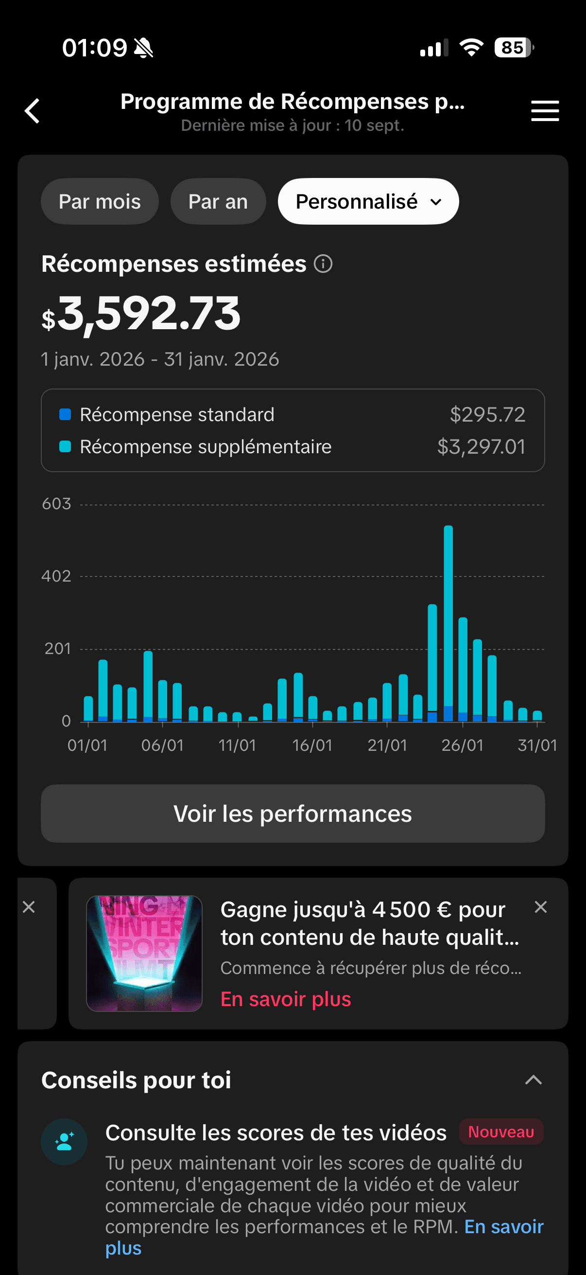 Récompenses TikTok de janvier 2026
